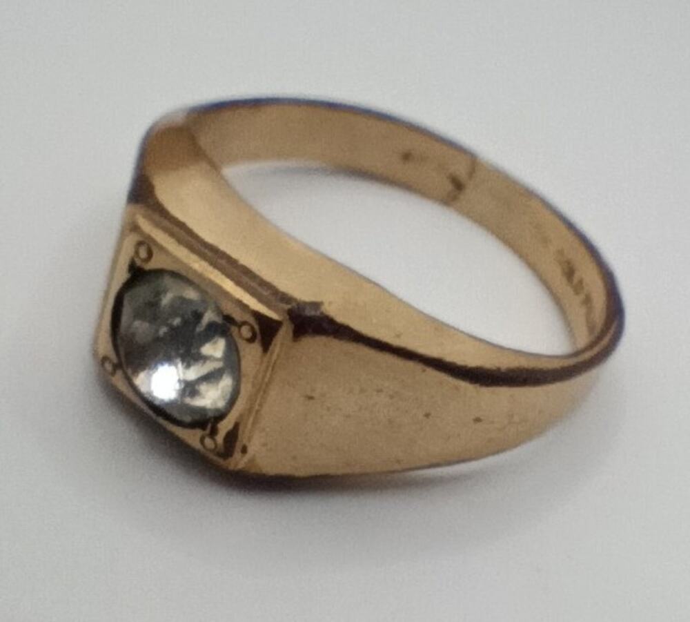 Antique UNCAS 12K Gold-Filled Ring with Clear Stone – Size 10